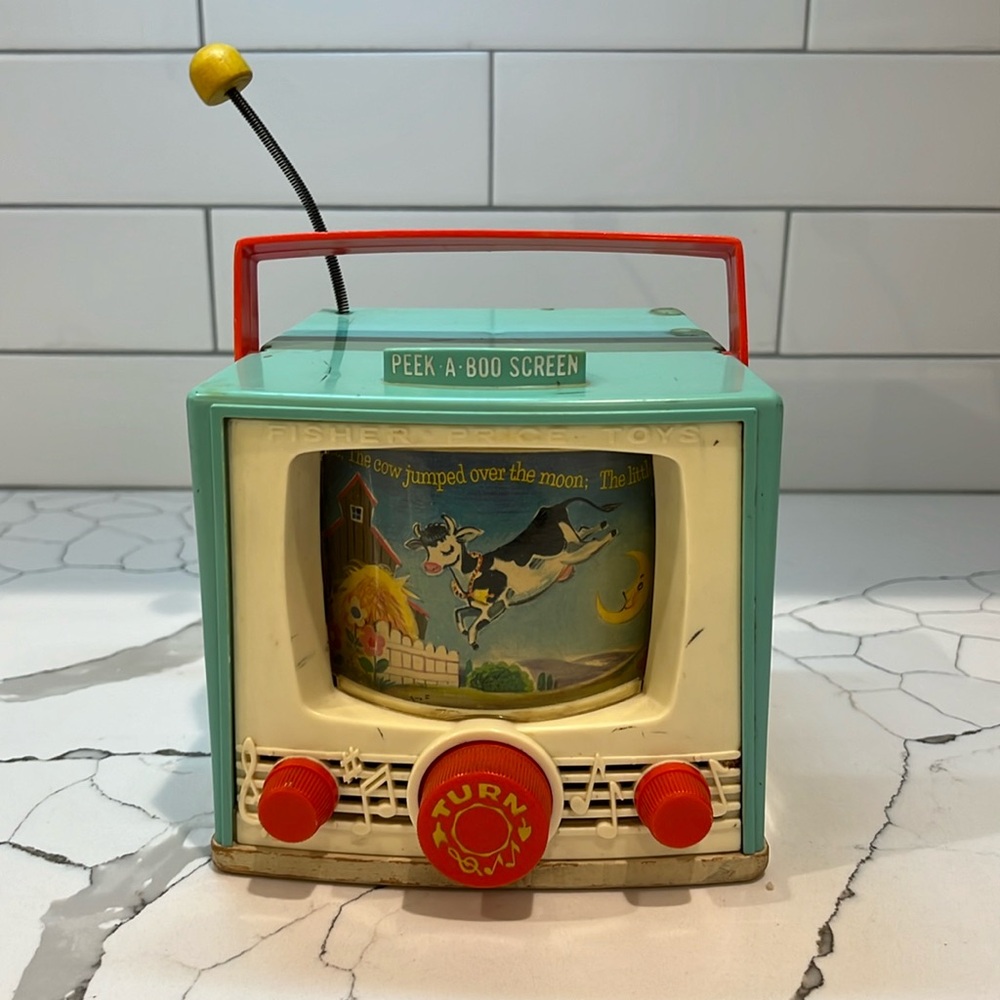 Fisher Price peekaboo screen Music Box TV vintage vtg 1965 antique